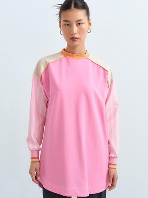 Renk Kombinli Sweat Pembe