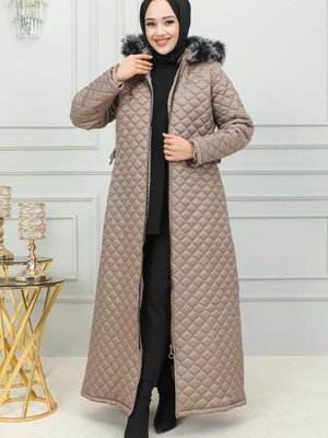 Kemerli Şişme Mont Bej