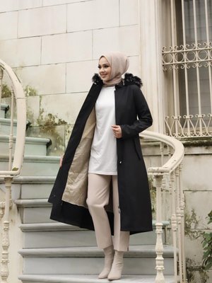 Siyah Gizli Patlı Mont