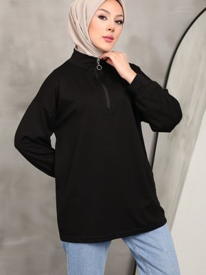Siyah Yaka Fermuarlı Oysho Sweatshirt Siyah Yaka Fermuarlı Oysho Sweatshirt