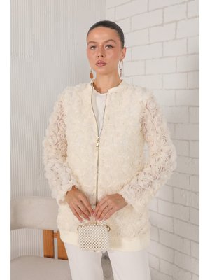 Ekru Güllü Ceket
