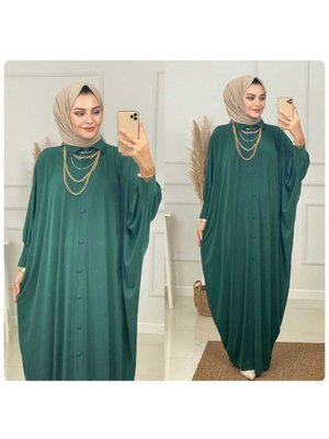 Önü Düğmeli Yarasa Kollu Uzun Sandy Ferace