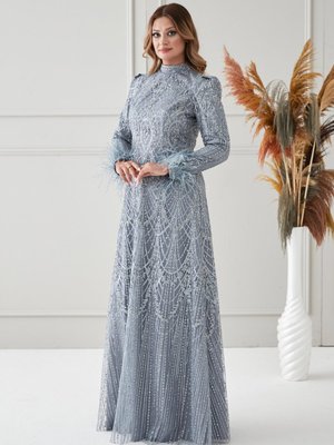 Gri Katya Abiye Elbise Gri Katya Abiye Elbise