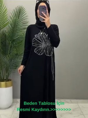 Sandy Siyah Önü Dms Taş Detaylı Nursema Elbise