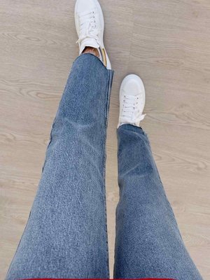 Paçası Kesik Boyfit Jean Mavi