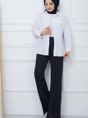 Yırtmaçlı Scuba Pantolon Siyah Yırtmaçlı Scuba Pantolon Siyah