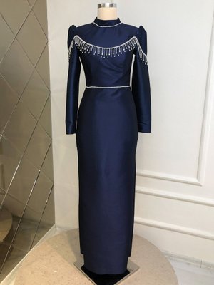 Lacivert Linda Abiye Elbise