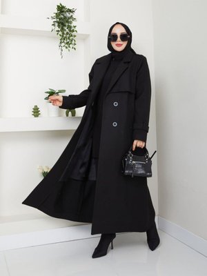 Yeni Sezon Süper Kaliteli Uzun Astarlı Kalın Tarz Tesettür Kaşe Kaban