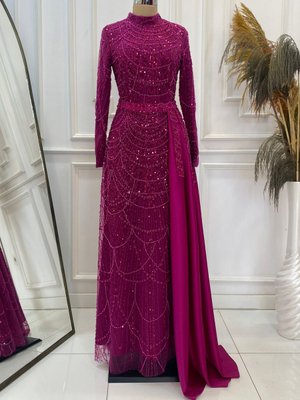 Fuşya Diva Abiye Elbise