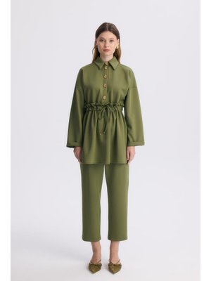 Haki Mary Bel Büzgü Detay Scuba Takım