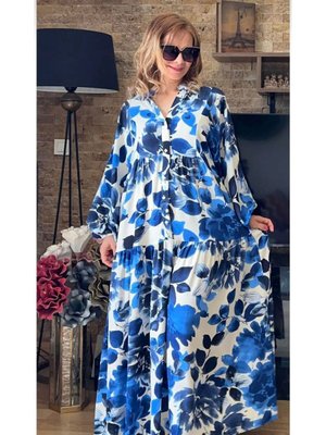 Viskon Kumaş Bol Kalıp Tesettür Elbise Çiçekli Desenli