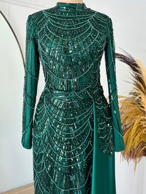 Zümrüt Yeşili Diva Abiye Elbise