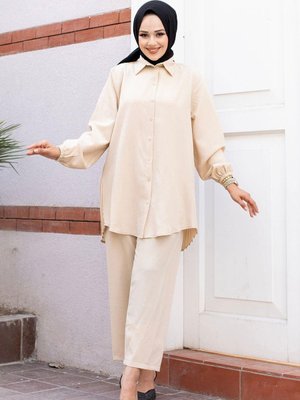 Bej Pilise Detaylı Takım Bej Pilise Detaylı Takım