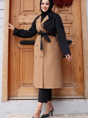 Camel Kolu Garnili Trençkot Camel Kolu Garnili Trençkot