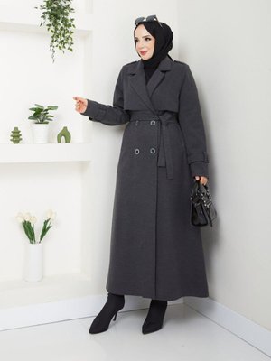 Yeni Sezon Süper Kaliteli Uzun Astarlı Kalın Tarz Tesettür Kaşe Kaban