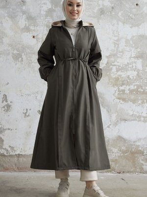 Molera İçi Kürklü Kaban Haki