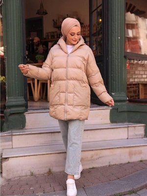 Siyah Şişme Oversize Mont