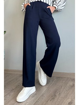 Pile Detay Bol Paça Lacivert Pantolon Pile Detay Bol Paça Lacivert Pantolon