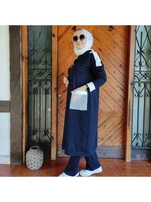 Lacivert Beyaz Cepli Tek Üst Eşofman Lacivert Beyaz Cepli Tek Üst Eşofman