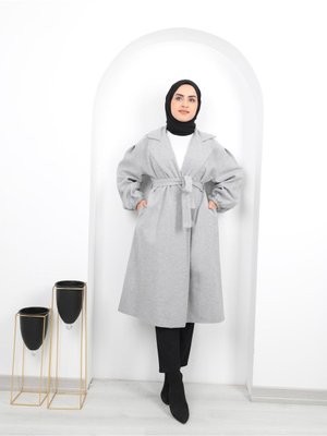 Kuşaklı Kolları Büzgülü Kaban