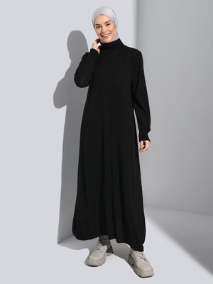 Balıkçı Yaka Triko Elbise Siyah Balıkçı Yaka Triko Elbise Siyah