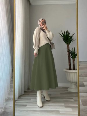 Puf Scuba Siyah Kloş Etek