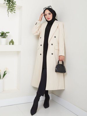 Bej Astarlı Kaşe Kaban