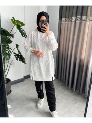 Önü Komple Taş Baskılı Sweatshirt