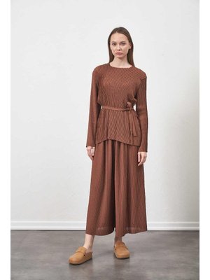 Pliseli Pantolon Kahve