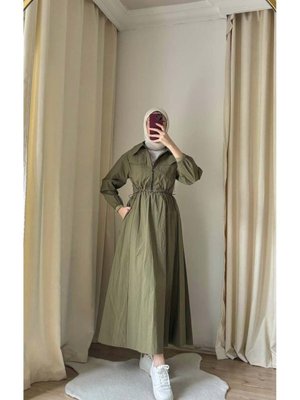 Ceket Fermuarlı Etek Beli Lastikli Vishne Haki