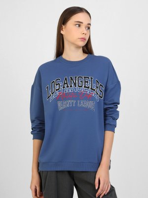 Baskı Detaylı Sweatshirt İndigo Baskı Detaylı Sweatshirt İndigo
