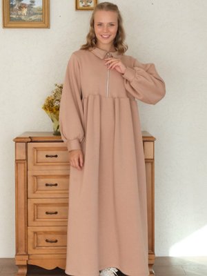 Vizon İplik Fermuarlı Elbise