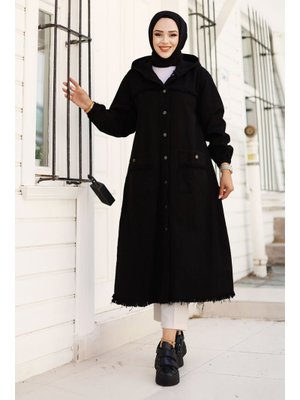 Siyah Püsküllü Uzun Kot Kap