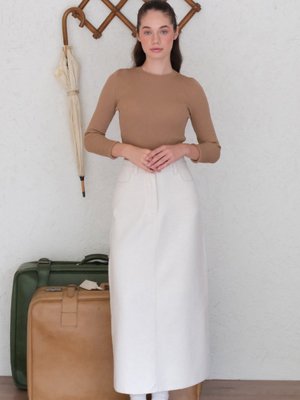 Ekru Kaşe Kalem Etek