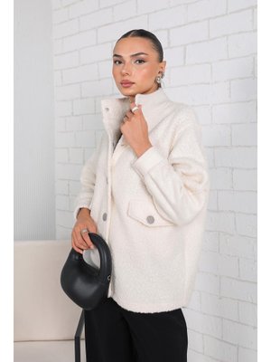 Ekru Çıtçıt Detaylı Kaban