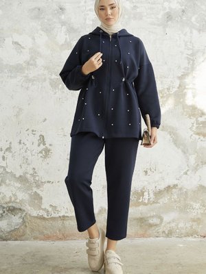 Ariesa Taşlı Tünel Bağcıklı Scuba Takım Lacivert