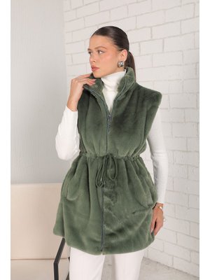 Yeşil Suni Kürk Yelek