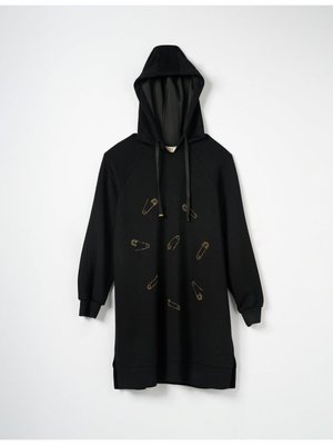 Metalik Baskılı Scuba Sweatshirt Siyah