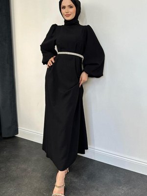 Jessica Balon Kol Abiye Elbise Siyah