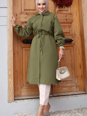 Haki Gizli Patlı Trençkot Haki Gizli Patlı Trençkot