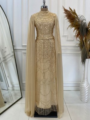 Gold Rengi Devin Abiye Elbise