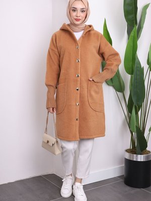 Camel Angora Kapüşonlu Kaban Camel Angora Kapüşonlu Kaban