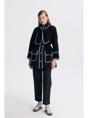 Siyah Selly Şal Yaka Ceket