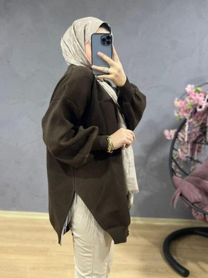 Yarı Zincirli Triko Kazak Kahverengi Yarı Zincirli Triko Kazak Kahverengi