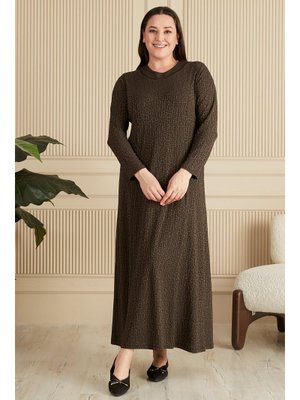 Kahverengi Büyük Beden Nergiz Jakar Anne Elbise Kahverengi Büyük Beden Nergiz Jakar Anne Elbise