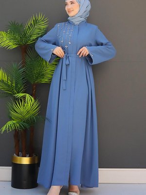 Etamin Taşlı Ferace Mavi Etamin Taşlı Ferace Mavi