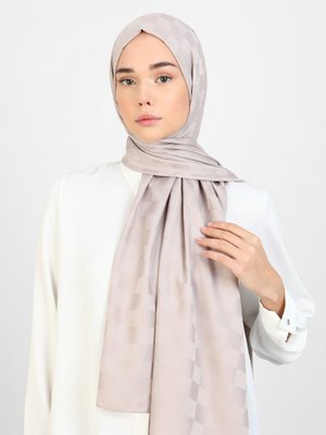 Açık Vizon Diamond Dama Desen Şal