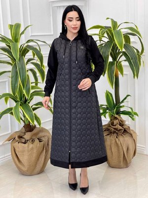 Süet Detay Kapitone Uzun Kap