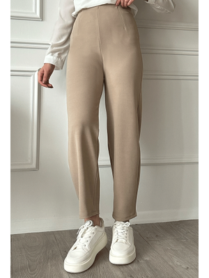 Havuç Model Pensli Bej Pantolon Havuç Model Pensli Bej Pantolon