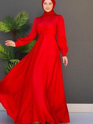 Çapraz Kuşaklı Abiye Elbise Kırmızı Çapraz Kuşaklı Abiye Elbise Kırmızı